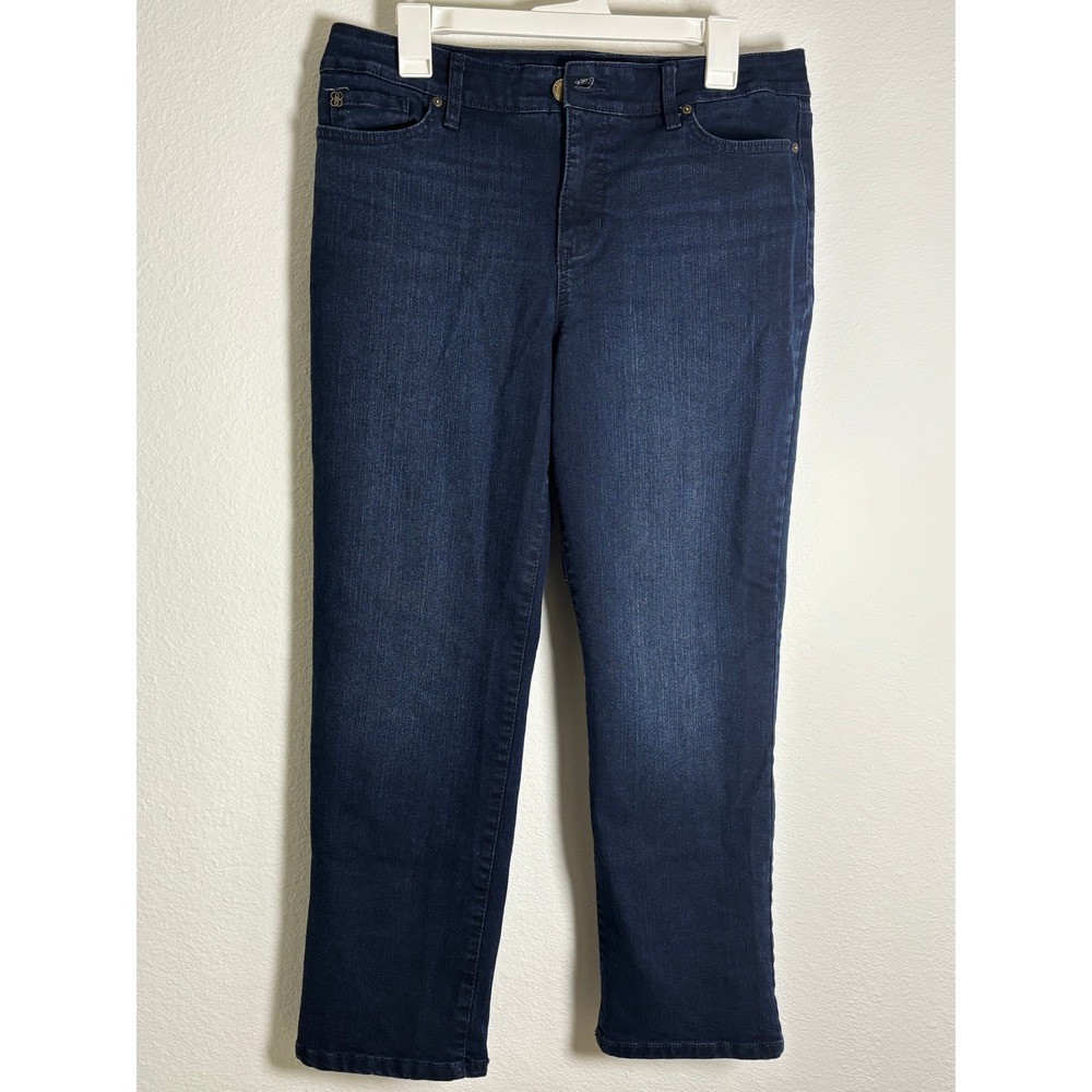 Bandolino Mandie Dark Wash Straight Leg Jeans Womens 12PS Petite Blue Denim - Picture 1 of 7